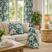 Tropical Hibiscus Floral Teal Home Decor