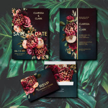 Bold Red Florals And Foils Wedding Suite