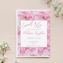 Sweet 16- Watercolor Pink Peony