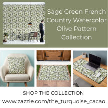 Sage Green French Country Watercolor Olive Pattern