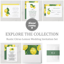 Rustic Citrus Lemon Wedding Invitation Set