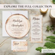 Rustic Wedding Wood tree Bark Slice Script