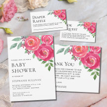 Watercolor Roses Baby Shower Collection