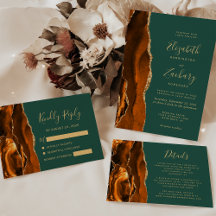 Rust Gold Agate Emerald Green Wedding Suite