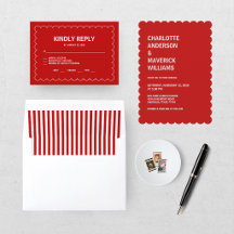 Modern Solid Red And White Valentine Wedding 
