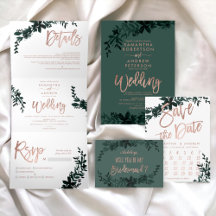 Rose gold script Floral green watercolor wedding