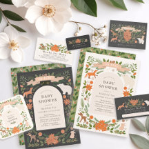 Winter Foliage Woodland Animals Baby Shower