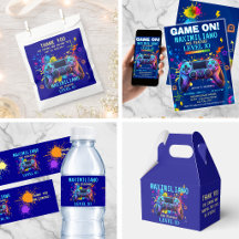 Gamer Blue Splatter Paint Birthday - Collection 