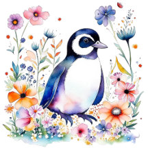 Floral Penguin Girl's Baby Shower