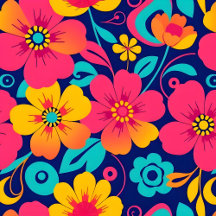 Bright and Bold Retro Flowers-Dopamine Style 