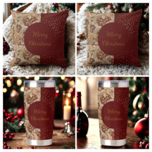 Flowers,Burgundi Red Gold Glitter, Merry Christmas
