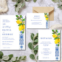 Lemon and Blue Mediterranean Summer Wedding 