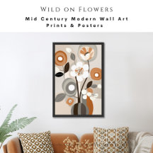 FLORAL MID CENTURY MODERN PRINTS & POSTERS