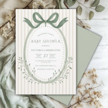 Sage Green Baby Shower Invitations