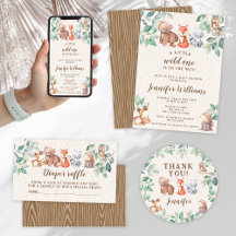 Cute woodland forest animals baby boy shower