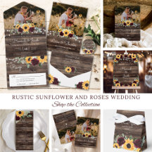 Sunflower Rose Rustic Barn Wood Wedding Collection