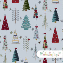 Modern Minimalist Christmas Tree Pattern Blue Red