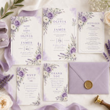 Lavender Watercolor Garden Wedding Suite