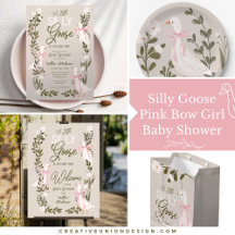 Little Silly Goose Pink Bow Girl Baby Shower