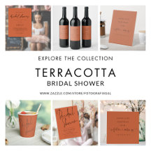 Terracotta Bridal Shower Invites and Accessories