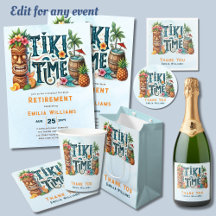 Tiki Time Retirement Invitations and Partyware