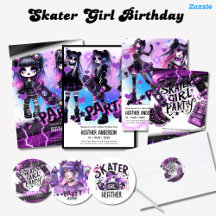 Anime Skater Girl Birthday Partyware Set