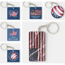 USA Patriotic Keychains, American Flag and Map