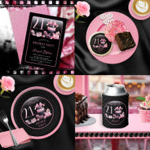 Glam Pink and Black Fashion Birthday Party