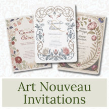 Art Nouveau Botanical Wedding Invitations