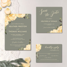 Elegant Sage Green Yellow Floral Wedding
