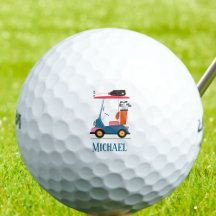 Vintage Retro Blue Golf Cart Monogrammed Gifts