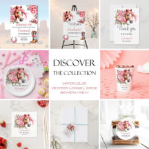 Watercolor Western Cowgirl Horse Birthday Party