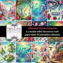 Whimsical Poinsettia Scrapbook & Craft Paper