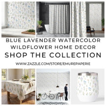 Blue Lavender Watercolor Wildflower Home Decor