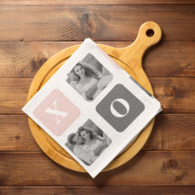 Collage Couple Photo & Pastel Pink & Grey XOXO