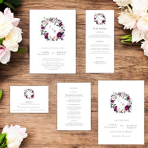 burgundy floral monogram wedding suite 