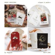 Winter Floral Merry Christmas Deer Photo Card