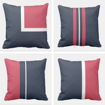 Navy and Red Outdoor Pillows
