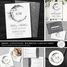 Elegant Watercolor Boho Moon Celestial Wedding