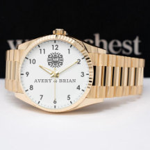 Elegant Personalized White & Black Monogram Watch
