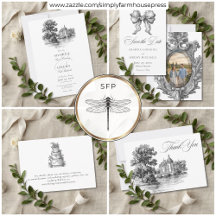 Elegant Black White Toile French Manor Wedding