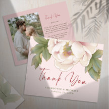 Blush Peony & Sage Green   Thank You Card