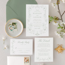 Elegant Sage Green Ornate Floral Wedding