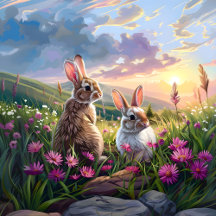 Rabbits On A Peaceful Evening