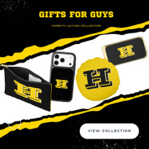 Black and Gold School Colors Varsity Letter Design