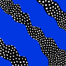 Blue and Black Abstract Art with White Dots 