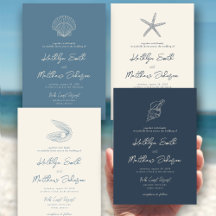 Dusty Blue Seashell Beach Ocean Wedding 