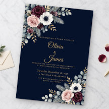 Navy Gold Winter Floral Wedding