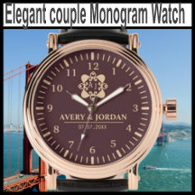 Burgundy luxury elegant couple Monogram Watch