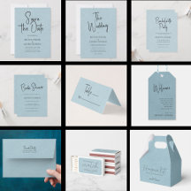 Minimalistic Light Blue Linen Wedding Collection